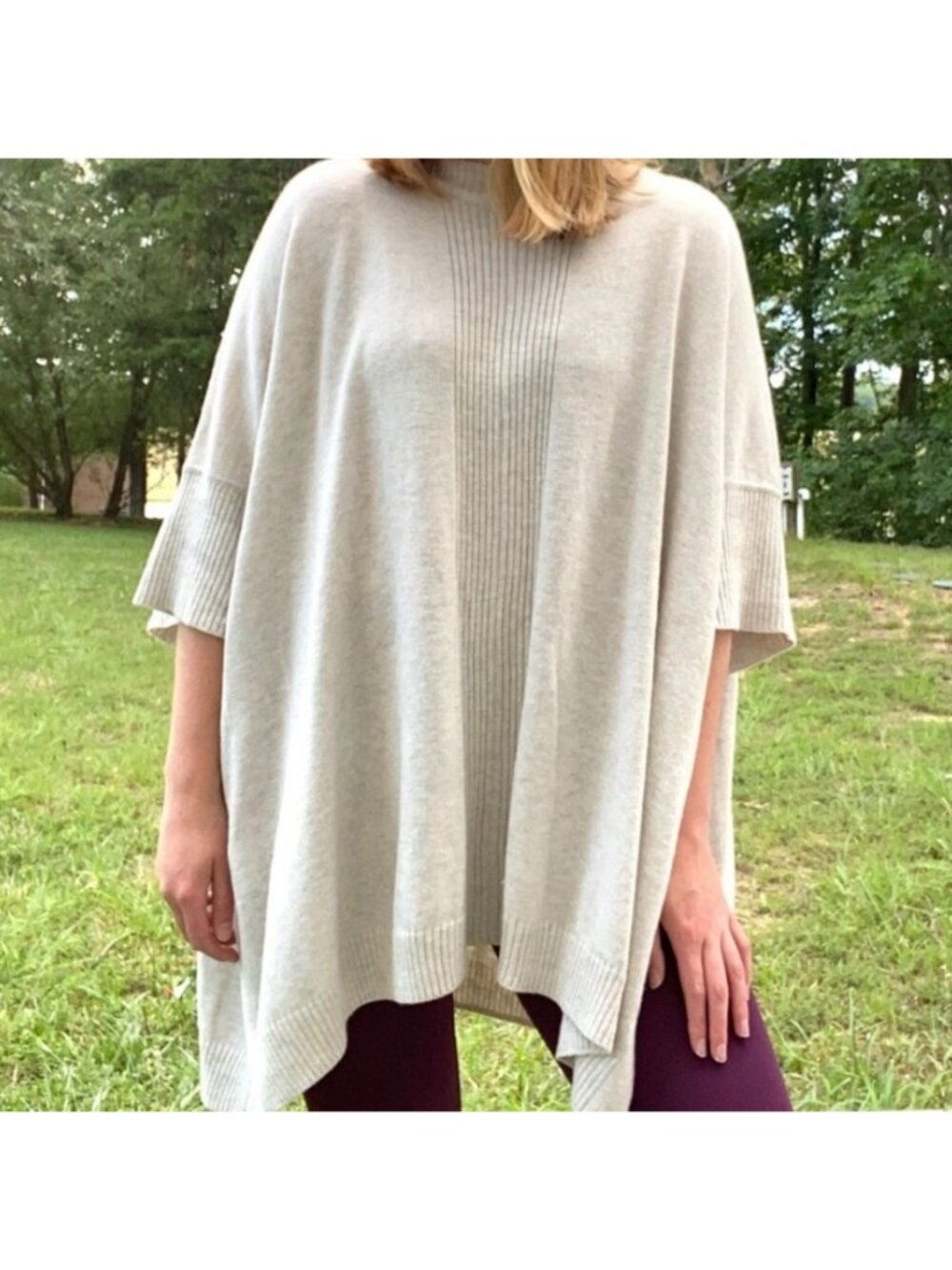 H&M Conscious Cream oversized wool blend poncho sweater